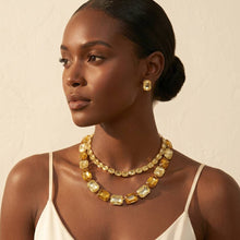 Load image into Gallery viewer, Yellow Emerald Cut Crystal 2 Row Necklace Set
