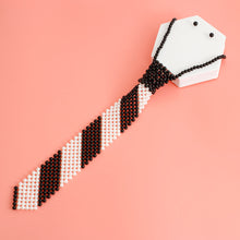 Load image into Gallery viewer, Black White Pearl Stripe Tie Choker
