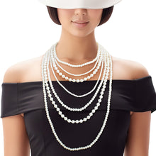 Load image into Gallery viewer, Pearl Necklace Cream 7 Strand Long Set for Women
