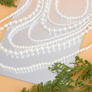 Pearl Necklace White 7 Strand Long Set for Women