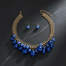 Load image into Gallery viewer, Clustered Blue Pearl Woven Cable Chain Necklace
