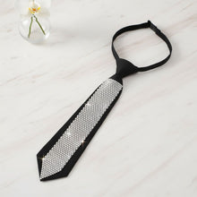 Load image into Gallery viewer, Choker Boss Lady Black White Bling Tie Necklace
