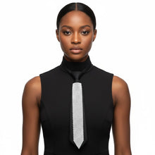 Load image into Gallery viewer, Choker Boss Lady Black White Bling Tie Necklace
