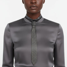 Load image into Gallery viewer, Choker Boss Lady Black Mesh Bling Tie Necklace
