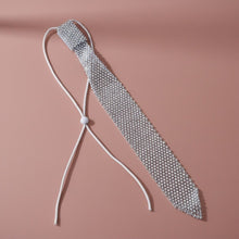 Load image into Gallery viewer, Choker Boss Lady White Mesh Bling Tie Necklace

