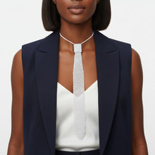 Load image into Gallery viewer, Choker Boss Lady White Mesh Bling Tie Necklace
