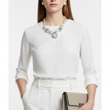 Load image into Gallery viewer, Choker Silver Ball Pearl Camellia Flower Necklace
