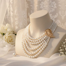 Load image into Gallery viewer, Cream Pearl Detachable Feather Brooch Necklace
