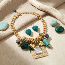 Load image into Gallery viewer, Square Pendant Gold DC Chain Turquoise Necklace

