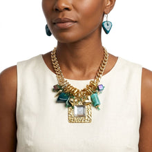 Load image into Gallery viewer, Square Pendant Gold DC Chain Turquoise Necklace
