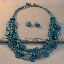 Load image into Gallery viewer, Tribal Turquoise Resin Bead Multi Layer Necklace
