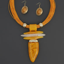 Load image into Gallery viewer, Orange Marbled Horn Pendant Multi Cord Necklace
