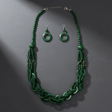 Load image into Gallery viewer, Long Green Wood Bead Earthy Energy Necklace
