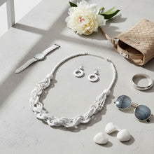 Load image into Gallery viewer, Long White Wood Bead Earthy Energy Necklace
