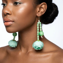 Load image into Gallery viewer, Mint Green Floral Garden Statement Bib Necklace
