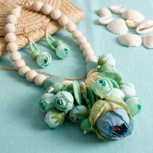 Load image into Gallery viewer, Mint Green Floral Garden Statement Bib Necklace
