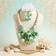 Load image into Gallery viewer, Mint Green Floral Garden Statement Bib Necklace
