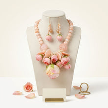 Load image into Gallery viewer, Pink Floral Garden Statement Bib Necklace
