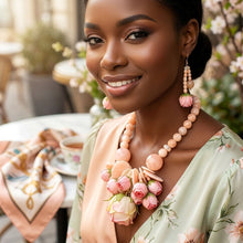 Load image into Gallery viewer, Pink Floral Garden Statement Bib Necklace
