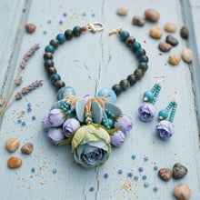 Load image into Gallery viewer, Turquoise Floral Garden Statement Bib Necklace
