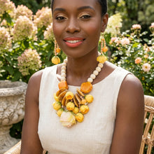 Load image into Gallery viewer, Yellow Floral Garden Statement Bib Necklace
