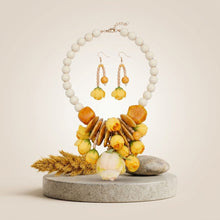 Load image into Gallery viewer, Yellow Floral Garden Statement Bib Necklace
