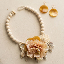 Load image into Gallery viewer, Cream Floral Garden Wood Bead Statement Necklace
