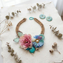 Load image into Gallery viewer, Seaside Hues Butterfly Garden Bead Bib Necklace
