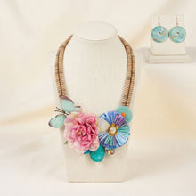 Load image into Gallery viewer, Seaside Hues Butterfly Garden Bead Bib Necklace

