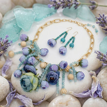 Load image into Gallery viewer, Turquoise Floral Garden Fringe Statement Necklace
