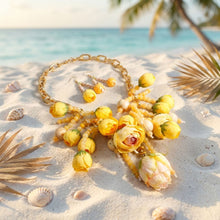 Load image into Gallery viewer, Yellow Floral Garden Fringe Statement Necklace
