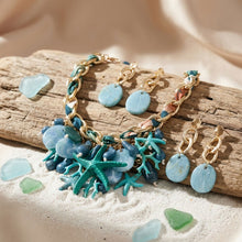 Load image into Gallery viewer, Turquoise Coral Starfish Bib Seaside Gold Necklace
