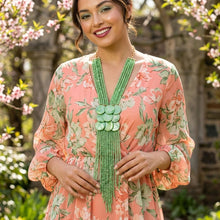 Load image into Gallery viewer, Marbled Green Bead Multi Strand Tassel Necklace
