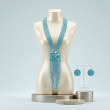 Load image into Gallery viewer, Marble Turquoise Bead Multi Strand Tassel Necklace
