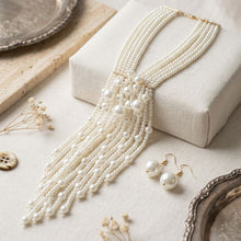 Load image into Gallery viewer, Dewdrop Cream Pearl Multi Strand Tassel Necklace
