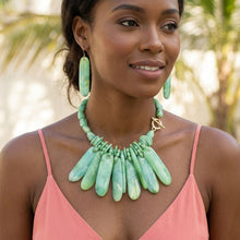 Load image into Gallery viewer, Bib Green Resin Drops Tropical Getaway Necklace
