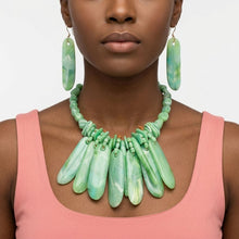 Load image into Gallery viewer, Bib Green Resin Drops Tropical Getaway Necklace
