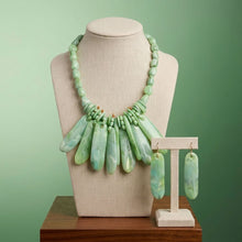 Load image into Gallery viewer, Bib Green Resin Drops Tropical Getaway Necklace
