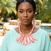 Load image into Gallery viewer, Bib Pink Resin Drops Tropical Getaway Necklace
