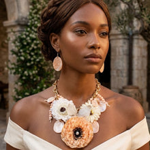 Load image into Gallery viewer, Chunky Faux Ivory Flower Butterfly Bib Necklace
