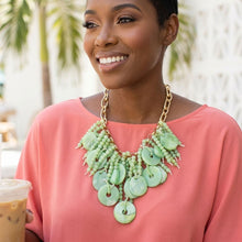 Load image into Gallery viewer, Green Waterfall Fringe Tropical Getaway Necklace
