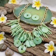 Load image into Gallery viewer, Green Waterfall Fringe Tropical Getaway Necklace
