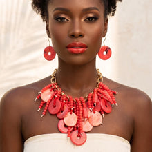 Load image into Gallery viewer, Red Waterfall Fringe Tropical Getaway Necklace
