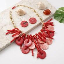 Load image into Gallery viewer, Red Waterfall Fringe Tropical Getaway Necklace
