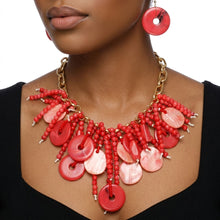 Load image into Gallery viewer, Red Waterfall Fringe Tropical Getaway Necklace
