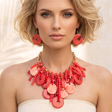 Load image into Gallery viewer, Red Waterfall Fringe Tropical Getaway Necklace
