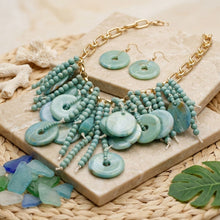 Load image into Gallery viewer, Turquoise Waterfall Fringe Tropical Necklace
