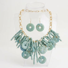 Load image into Gallery viewer, Turquoise Waterfall Fringe Tropical Necklace

