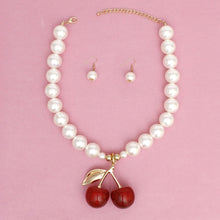 Load image into Gallery viewer, Pendant Bold Cheeky Glitter Cherry Pearl Necklace
