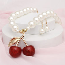 Load image into Gallery viewer, Pendant Bold Cheeky Glitter Cherry Pearl Necklace
